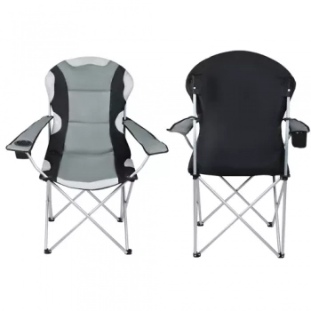1Mcz Kempingová židle, skládací rybářské křeslo polstrované s nosností 120 kg černá šedá (black gray)