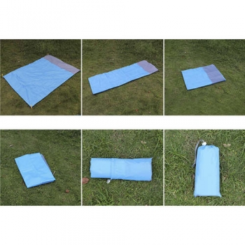 1Mcz Plážová pikniková deka nepromokavá s kolíky 208 x 208 cm tyrkysová šedá (turquoise grey)