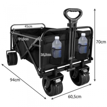 1Mcz Skládací přepravní vozík s nosností 100kg a objemem 97l černá (black)