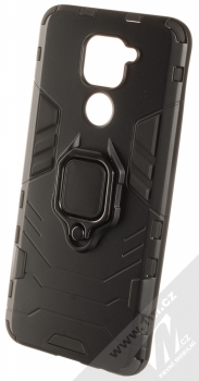 1Mcz Armor Ring odolný ochranný kryt s držákem na prst pro Xiaomi Redmi Note 9 černá (black)