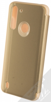 1Mcz Clear View flipové pouzdro pro Moto G8 Power Lite zlatá (gold) zezadu