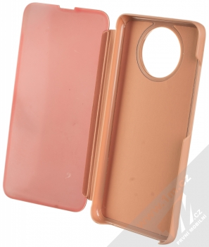 1Mcz Clear View flipové pouzdro pro Xiaomi Redmi Note 9T růžová (pink) otevřené