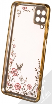 1Mcz Diamond Flower Skinny TPU ochranný kryt pro Samsung Galaxy A12 zlatá (gold) zepředu