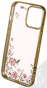 1Mcz Diamond Flower TPU ochranný kryt pro Apple iPhone 13 Pro zlatá (gold) zepředu