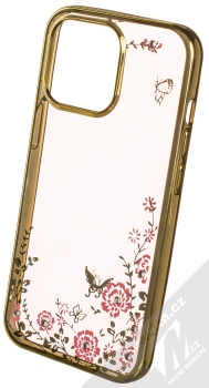 1Mcz Diamond Flower TPU ochranný kryt pro Apple iPhone 13 Pro zlatá (gold)