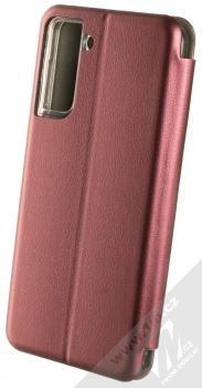 1Mcz Elegance Book flipové pouzdro pro Samsung Galaxy S21 Plus tmavě červená (dark red) zezadu