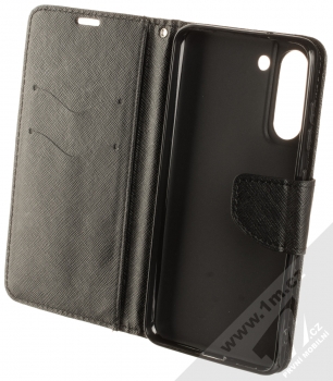 1Mcz Fancy Book flipové pouzdro pro Samsung Galaxy S21 FE černá (black) otevřené