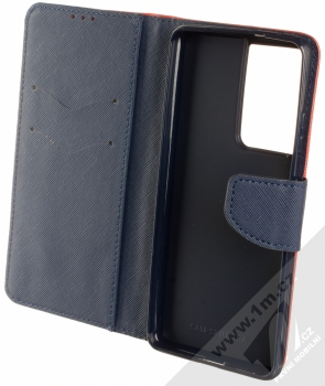 1Mcz Fancy Book flipové pouzdro pro Samsung Galaxy S21 Ultra červená modrá (red blue) otevřené