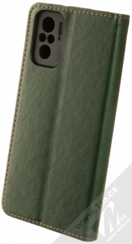 1Mcz Grain Magnetic Book flipové pouzdro pro Xiaomi Redmi Note 10, Redmi Note 10S, Poco M5s tmavě zelená (forest green) zezadu