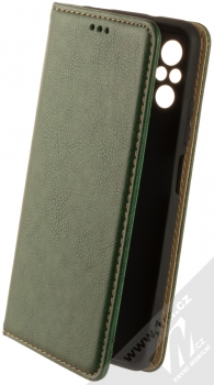 1Mcz Grain Magnetic Book flipové pouzdro pro Xiaomi Redmi Note 10, Redmi Note 10S, Poco M5s tmavě zelená (forest green)