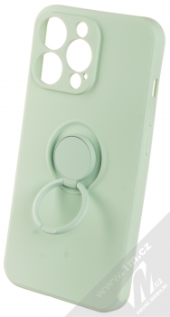 1Mcz Grip Ring Skinny ochranný kryt s držákem na prst pro Apple iPhone 13 Pro mátově zelená (mint green) držák