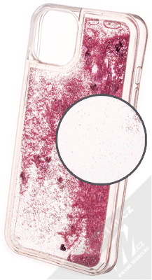1Mcz Liquid Heart Sparkle ochranný kryt s přesýpacím efektem třpytek pro Apple iPhone 13 světle růžová (light pink)