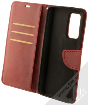 1Mcz Porter Book flipové pouzdro pro Xiaomi Mi 10T 5G, Mi 10T Pro 5G tmavě červená (dark red) otevřené