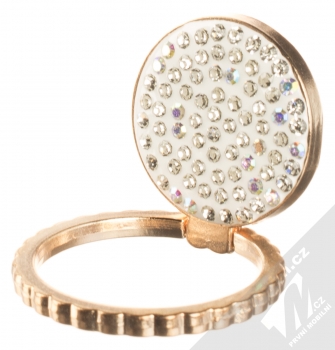 1Mcz Ring Křišťály držák na prst červeně zlatá bílá (blush gold white) držák