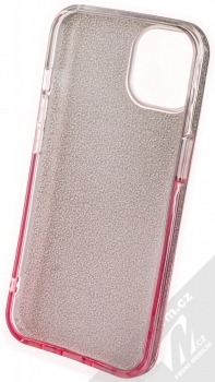 1Mcz Shining Duo TPU třpytivý ochranný kryt pro Apple iPhone 14 stříbrná růžová (silver pink) zepředu