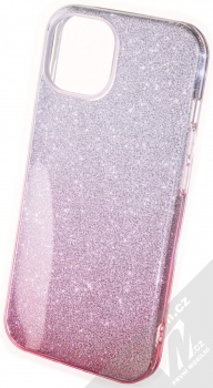 1Mcz Shining Duo TPU třpytivý ochranný kryt pro Apple iPhone 14 stříbrná růžová (silver pink)