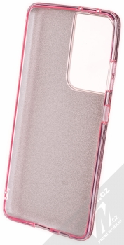 1Mcz Shining TPU třpytivý ochranný kryt pro Samsung Galaxy S21 Ultra růžová (pink) zepředu