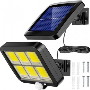 1Mcz SL-F120 Solární lampa s externím panelem a senzorem pohybu 120x LED černá (black)