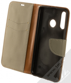 1Mcz Stranding Book flipové pouzdro pro Huawei P30 Lite šedobéžová (taupe) otevřené