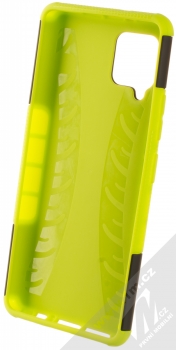 1Mcz Tread Stand odolný ochranný kryt se stojánkem pro Samsung Galaxy A42 5G limetkově zelená černá (lime green black) zepředu