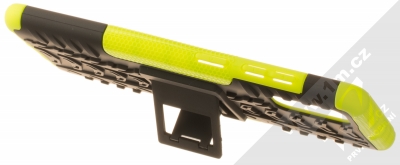 1Mcz Tread Stand odolný ochranný kryt se stojánkem pro Samsung Galaxy A71 limetkově zelená černá (lime green black) stojánek