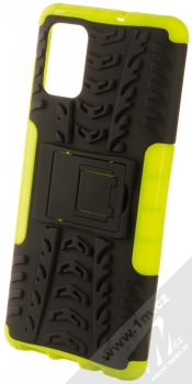 1Mcz Tread Stand odolný ochranný kryt se stojánkem pro Samsung Galaxy A71 limetkově zelená černá (lime green black)