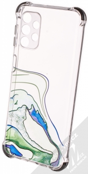 1Mcz Trendy Vodomalba Anti-Shock Skinny TPU ochranný kryt pro Samsung Galaxy A32 5G průhledná zelená černá (transparent green black)