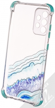 1Mcz Trendy Vodomalba Anti-Shock Skinny TPU ochranný kryt pro Samsung Galaxy A72, Galaxy A72 5G průhledná modrá (transparent blue) zepředu