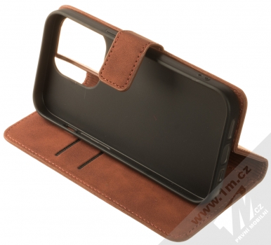 1Mcz Velvet Book flipové pouzdro pro Apple iPhone 14 Pro hnědá (brown) stojánek