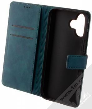 1Mcz Velvet Book flipové pouzdro pro Apple iPhone 16 Plus tmavě zelená (dark green) otevřené