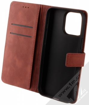 1Mcz Velvet Book flipové pouzdro pro Apple iPhone 16 Pro Max hnědá (brown) otevřené