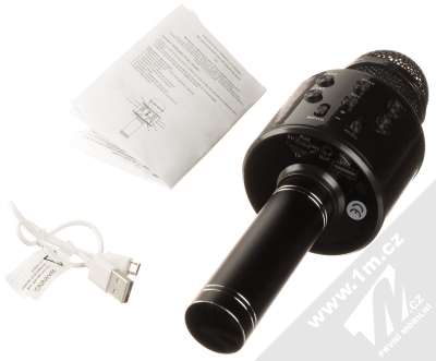1Mcz WS-858 Bluetooth karaoke mikrofon s reproduktorem černá (black) balení