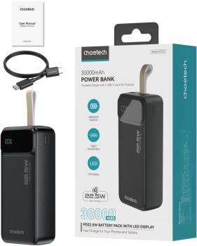 Choetech B730 powerbanka 30000mAh 22.5W černá (black)