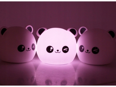 1Mcz Colorful Silicone Lamp Mrkající Panda noční lampička s nastavením RGB barvy bílá (white)