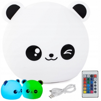 1Mcz Colorful Silicone Lamp Mrkající Panda noční lampička s nastavením RGB barvy bílá (white)