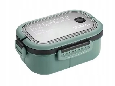 1Mcz Svačinový box, jídlonosič s příborem 1200ml armádní zelená šedá (army green grey)