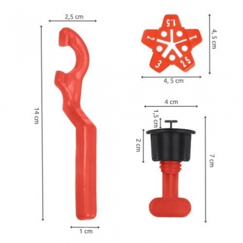 1Mcz Sada pro pokládání dlažby 150ks a klíče červená černá (red black)