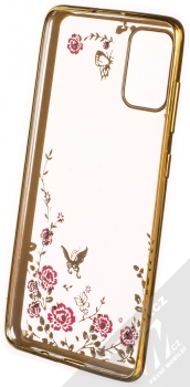 Forcell Diamond Flower TPU ochranný kryt pro Samsung Galaxy A71 zlatá (gold) zepředu