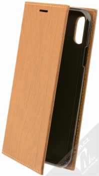 Forcell Wood flipové pouzdro s motivem dřeva pro Apple iPhone X hnědý dub (oak brown)