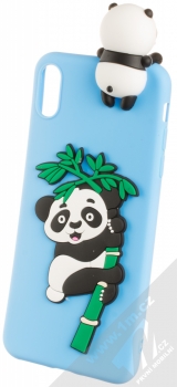 Haianguo Malá Panda na Bambusu 3D TPU ochranný kryt s 3D postavičkou a motivem pro Apple iPhone XS Max světle modrá (light blue)