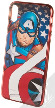 Marvel Kapitán Amerika 004 TPU pokovený ochranný silikonový kryt s motivem pro Apple iPhone XS Max vícebarevné červená (multicolored red chrome)