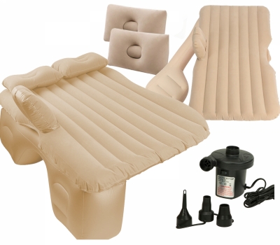 1Mcz Nafukovací matrace na zadní sedadlo automobilu s pumpou 130x80x38cm béžová (beige)