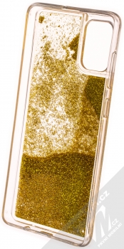 Sligo Liquid Pearl Full ochranný kryt s přesýpacím efektem třpytek pro Samsung Galaxy A71 zlatá (gold) zepředu