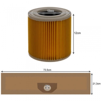 1Mcz Sáčky do vysavače 10 ks a HEPA filtr pro průmyslové vysavače hnědá (brown)