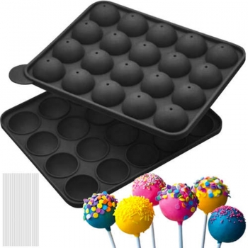 1Mcz Cake Pops silikonová forma na výrobu lízátkových dortů cake pops, dortíková lízátka černá (black)