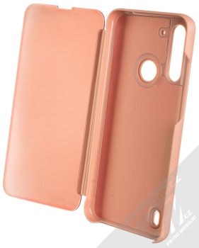 1Mcz Clear View flipové pouzdro pro Moto G8 Power Lite růžová (pink) otevřené