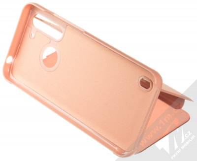 1Mcz Clear View flipové pouzdro pro Moto G8 Power Lite růžová (pink) stojánek