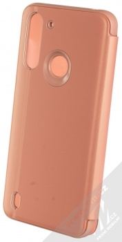 1Mcz Clear View flipové pouzdro pro Moto G8 Power Lite růžová (pink) zezadu