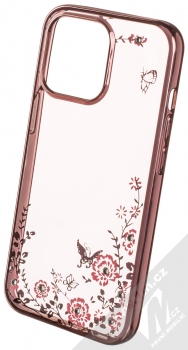 1Mcz Diamond Flower TPU ochranný kryt pro Apple iPhone 13 Pro růžově zlatá (rose gold)