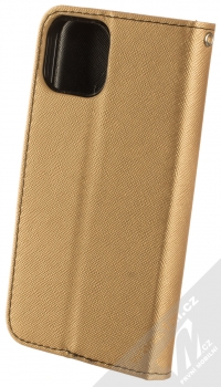 1Mcz Fancy Book flipové pouzdro pro Apple iPhone 13 zlatá černá (gold black) zezadu